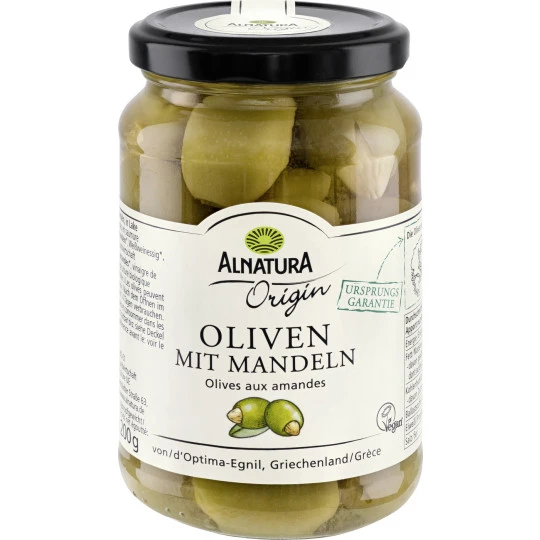 Origin Bio Oliven Mit Mandeln 350G 1 Origin Bio Oliven Mit Mandeln 350G