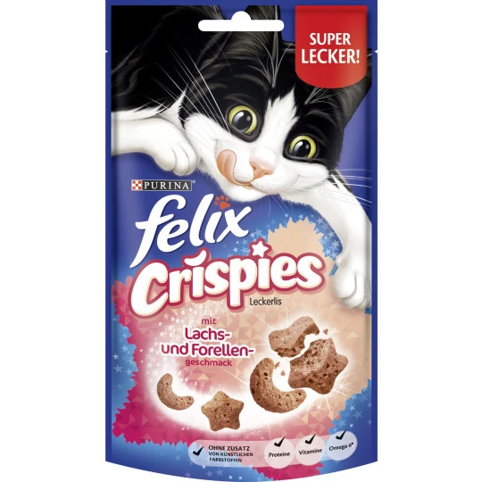 Felix Crispies Leckerlis Mit Lachs- Und Forellengeschmack 45G 1 Felix Crispies Leckerlis Mit Lachs- Und Forellengeschmack 45G