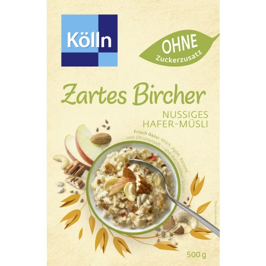 Zartes Bircher Nussiges Hafer-Müsli 500G 1 Zartes Bircher Nussiges Hafer-Müsli 500G