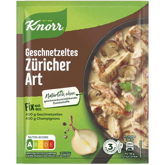 Knorr Fix Geschnetzeltes Züricher Art 54G 1 Knorr Fix Geschnetzeltes Züricher Art 54G